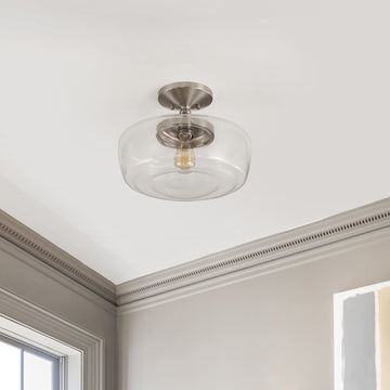 Marfa 14" Glass/Iron Farmhouse Modern LED Flush Mount
